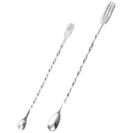 TAOTOO Stainless Steel Bar Spoon, Stirrer, 10.2 inches (26 cm) + 12.6 inches (32 cm) 2 Spoons, Spiral Spoons, Stylish, Cocktail Yogurt Making, Heavy Duty, Commercial and Home Use