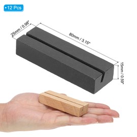 PATIKIL Wood Place Card Holder, 12Pcs Table Sign Holder Table Number Holders Name Card Stands for Photo Menu Display Wedding Ceremony Birthday Party Decorations, Black