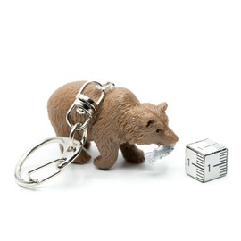 Miniblings Bear keychain pendant key ring brown fish in the mouth