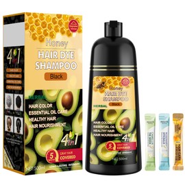 ZENITHGLO Black Hair Dye Shampoo 3 in 1 for Women & Men 100% Gray Hair Coverage - Herbal Ingredients Natural Plant Hair Color - Hair Dye in Minutes 17.6 Fl Oz