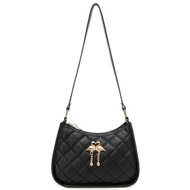FOSDICK Handbag Black Shoulder Bag Women's Handbag Women's Small Hobo Bag Y2K Shoulder Bag Elegant Handbag Teenager Girls Women's Handbag Small for Christmas and Birthday, 20 x 6 x 13 cm, black