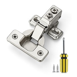 Ravinte 2 Pack 1 Pairs 5/8 Inch Overlay Brushed Nickel Short Arm Kitchen Cabinet Hinges,Soft Close 105 Degree Concealed Hinges with Screwdriver and Mounting Screws Used for Face Frame Door