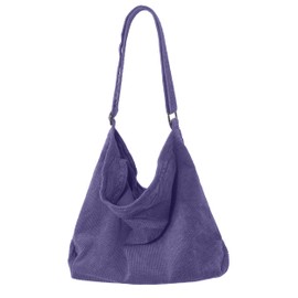 ALUWU Corduroy Tote Bag for Women with Zipper and Adjustable Strap Casual Corduroy Crossbody Purse for Work, Apricot