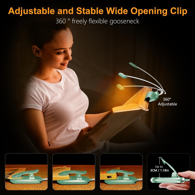 Gritin Rechargeable Book Light for Reading in Bed with 19