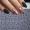6Sheets Black Silver Line Nail Art Stickers 3D Self-Adhesive Stars