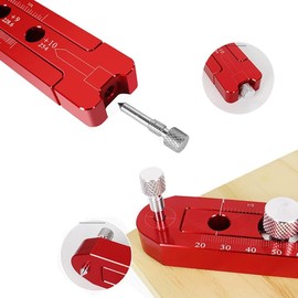 JCFANTS 165mm Woodworking Compass Scriber Woodworking Scribe Gauge Adjustable Metric Arc Drawing Ruler Scribing Circle Ruler Marking Gauge Circle Marking Tool (Red)