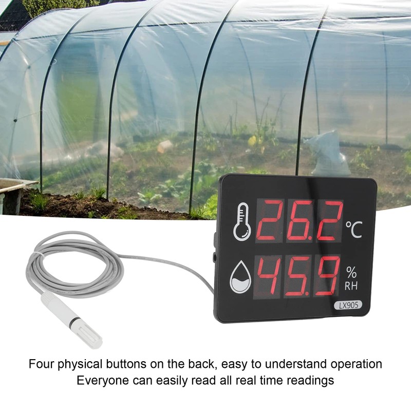 Digital Temperature Humidity Meter with External Probe LED Display Indoor