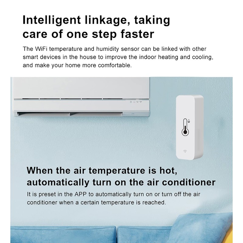 4-Pack WiFi Temperature Humidity Sensor: Wireless Temperature Humidity Monitor with