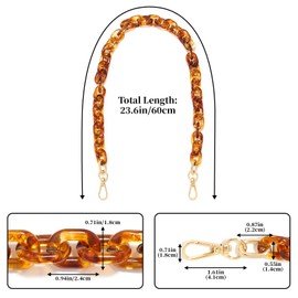 ZOOEASS Acrylic Purse Strap Brown 23.6inch Oval Bag Chains Resin Handbag Strap DIY Replacement Purse Charm Chain Extender（T Coffee-60CM）