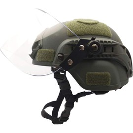 N / A Airsoft Tactical Protective Helmet, Mich 2000 Action Version Tactical Helmet with NVG Mount and Vandal Proof Visor Mask for Airsoft Paintball CS Outdoor Games