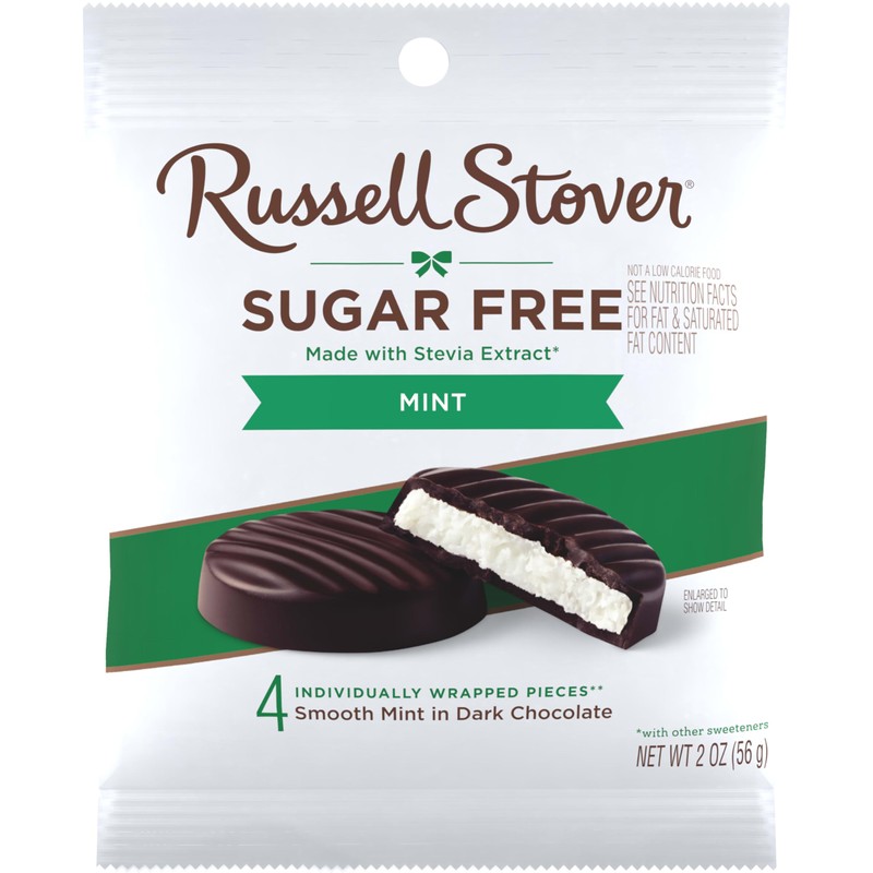 RUSSELL STOVER Sugar Free Dark Chocolate Mint Patties Candy, 2