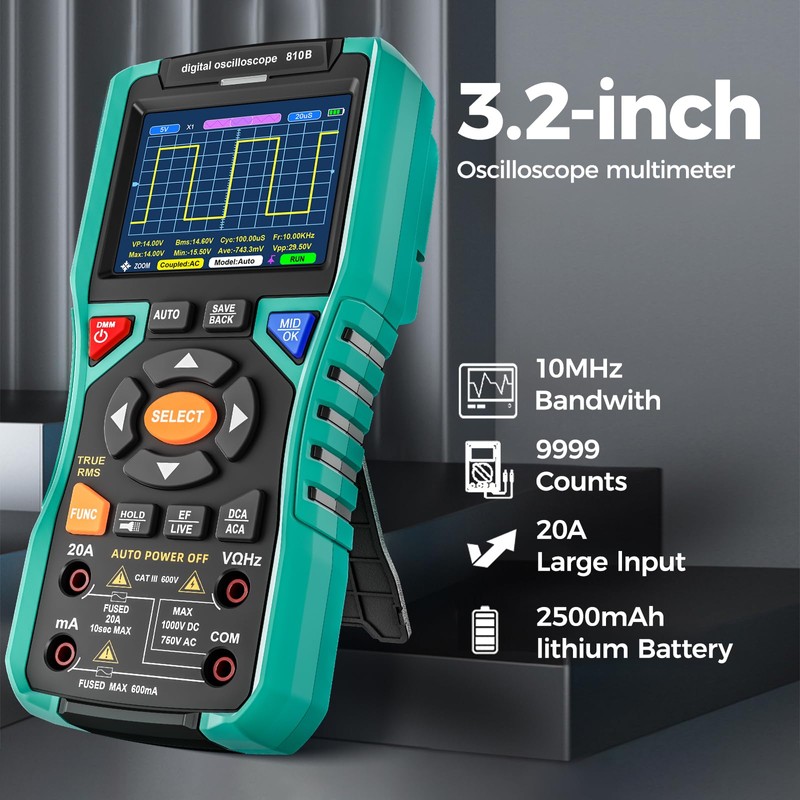 Handheld Oscilloscope Automatic Multimeter: 10MHz Bandwidth and 50MSa/s Sampling Rate