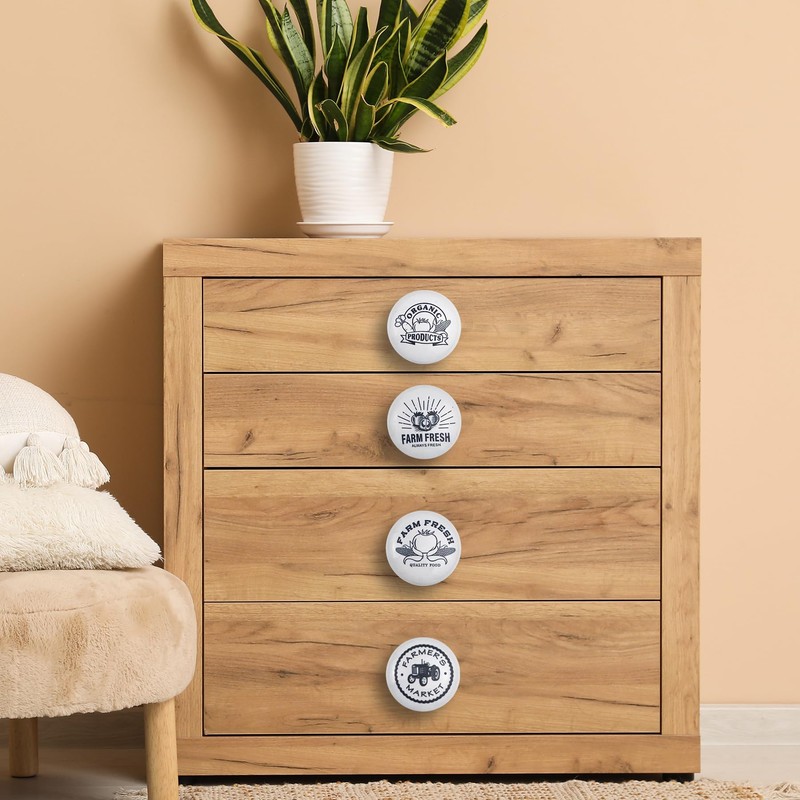 JamJam 1.5" 8PCS Round Vintage Ceramics Cabinet Handle Knob Farm