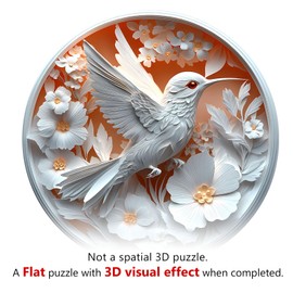 Wooden Puzzles for Adults, 3D Vision Wooden Jigsaw Puzzles for Adults Kids, 100pcs Unique Shape 3D Paper Hummingbird Wooden Puzzle，Challenging Adult Puzzles Family Games 8.5 * 8.5in