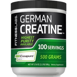 Fitness Labs Monohidrato de Creatina Alemán en Polvo | 500 Gramos | Suplemento Fitness Creapure | 100 Porciones