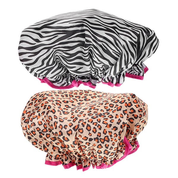 Baluue 2pcs Double Layer Waterproof Shower Cap Shower Cap for