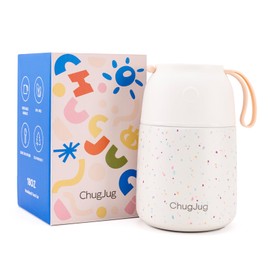 ChugJug Thermo for Hot Food for Adults Kids |Wide Mouth, 18 oz Insulated Food Container with Spoon, Leakproof Soup Thermo for School Office Travel, Thermal Steel Food Jar Easy to Carry (White)