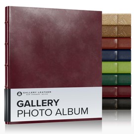 Gallery Leather Photo Album 4x6-3 Ring Binder Photo Album, 60 Pages for 120 Photos, Fillable, Can Fit 8x10 and 5x7 Photos, Handcrafted - Acadia Burgundy - 11.75 x 10.5 ", Gallery