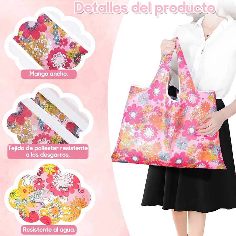 Paquete de 12/6 Bolsas Pleglables Reutilizables para Mandado, Bolsas Ecológicas