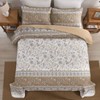 Yiran Boho Brown Quilt Set King,3 Piece Striped Floral Bedspread