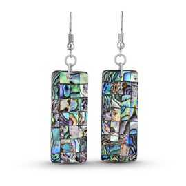 AeraVida Beautiful Ocean Long Rectangle Shaped Abalone Seashell Dangle Earrings | Abalone Shell Rectangle Dangle Earrings | Bar Earrings | Sea Shell Jewelry