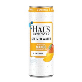 Hal’s New York Seltzer Sparkling Water, Zero Calories, Sugar-Free, Naturally Flavored, 12 Fl Oz Slim Cans (Pack of 24, Mango)