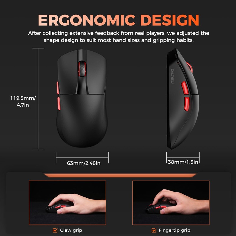 DAREU A950AIR WING Gaming Mouse, 1.2 oz (35 g), Ultra