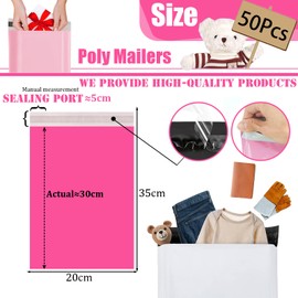 50p 20x35cm Hot Pink Vinted Postage Bags Mailing Bags for Clothes,Mailing Poly Postal Self Seal Bag,Parcel Shipping Bags Strong Packaging Bag Delivery Bags Plastic Envelopes for Posting Clothes Parcel