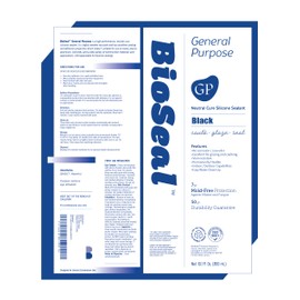 Black BioSeal 100% Silicone Sealant Caulk General Purpose, Waterproof and No Odor 10.1 Ounce Cartridge -Black 2 Set