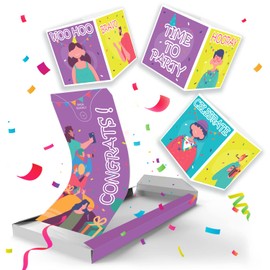 Notta&Belle FEEL LOVE EVERY MINUTE "BOOM!" Congratulations Greeting Card - Explosion Card with Confetti. Exploding Confetti Card (3 Cubes)