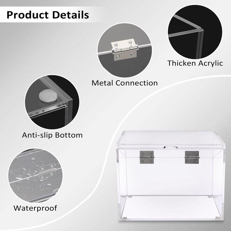 BTSKY Clear Acrylic 4 x 6 inch Index Card Box