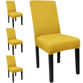 JQinHome Dining Chair Covers Dining Room Chair Slipcovers, 4 Pack High Stretch Removable Washable Parsons Chair Slipcover for Home Party Hotel Wedding Ceremony (Lemon Yellow)