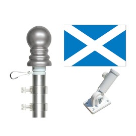 2'x3' Scotland Cross Polyester Flag Display Set Also Includes One Deluxe 4' Two Piece Spinner Flagpole and One Heavy Duty Mounting Bracket