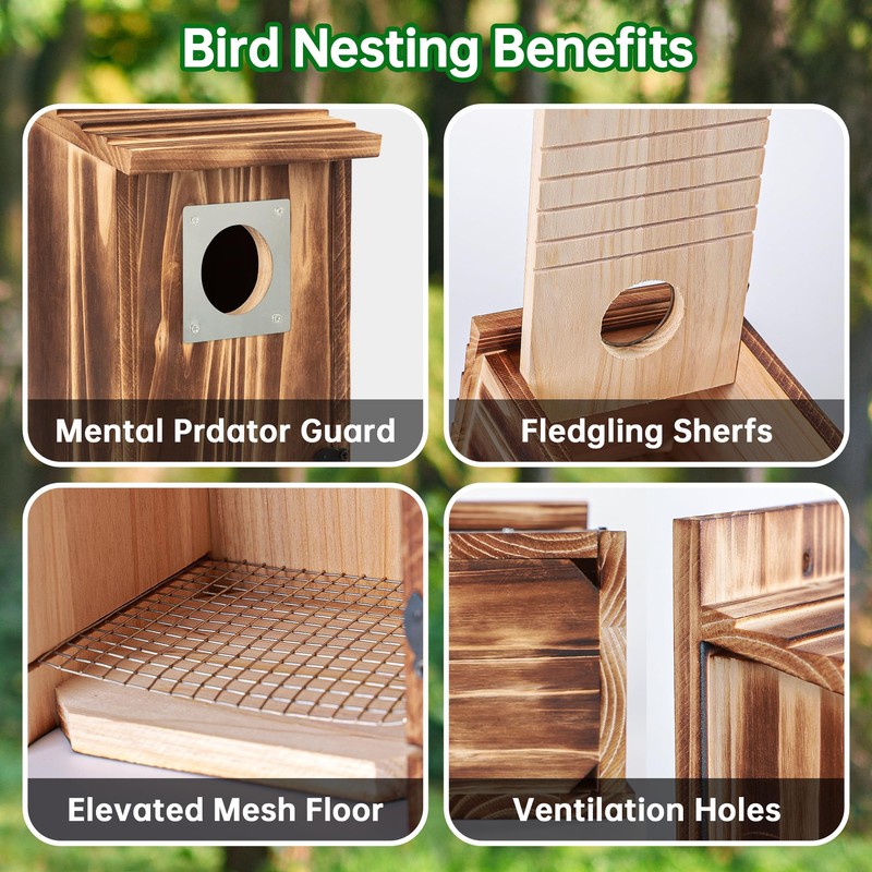UUMENHA Bird Houses for Outside with Metal Predator Guard for