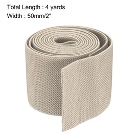 sourcing map Twill Wide Elastic Band Double-Side 50mm(2 inch) Flat 4 Yard Woven Elastic Band Knit Elastic Spool Heavy Stretch Strap Beige for Sewing, Waistband