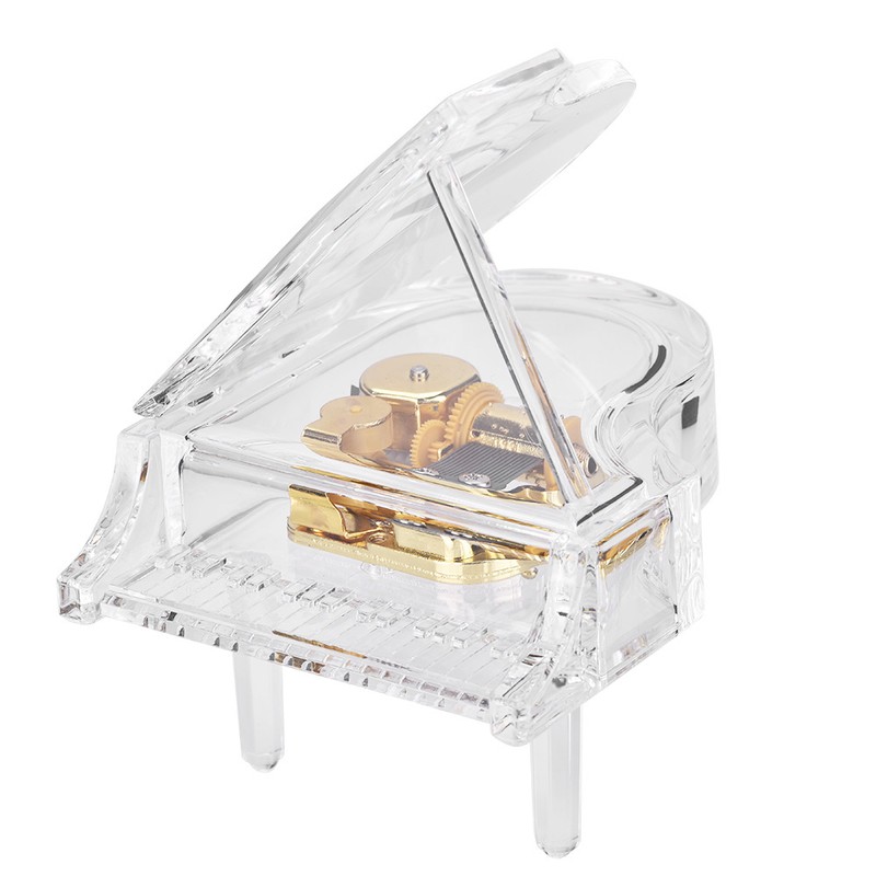Grand Piano Shaped Windup Transprent Acrylic Music Box Birthday Present