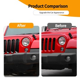 Hoolcar Front Grill Mesh Inserts Clip-in Honeycomb Grille Guard Cover Fit for Jeep Wrangler JK JKU 2007-2017, Exterior Accessories, Black