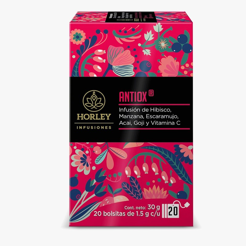 Horley ANTIOX: Infusion de Hibisco, Manzana, Escaramujo, Acai, Goji y