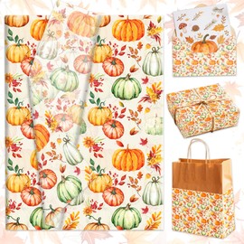 50 Sheets Fall Pumpkin Tissue Paper Autumn Gift Wrapping Paper for DIY Art Craft Thanksgiving Wedding Bridal Shower Harvest Packaging 13.7 x 19.6 Inch