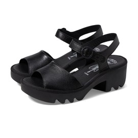 Fly London Women's Wedges Sandal, Black, 6