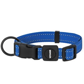 Best Pet Supplies Reflective Dog Collar with Adjustable Length, Heavy-Duty Buckle, and Strong Leash D-Ring, Training, Walking, Jogging Accessory for Small, Medium, and Large Breeds - Royal Blue, L