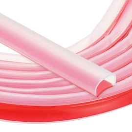 PATIKIL Silicone Weather Stripping Door Seal, 9.8 ft D Shape Weather Stripping Self Adhesive Door Seal Strip for Door Frame, Window Sealing, Large Gap, 0.59" Wx0.04 Tx0.39 H, Clear/Red