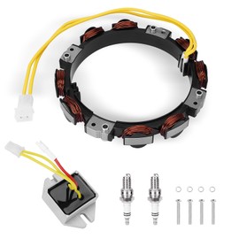 YEHERIT 592830 Alternator Stator 10-16 Amp with 394890 Voltage Regulator with Spark Plug，compatible with Briggs & Stratton ，Replace# BS S-592830、393295、696458、691064