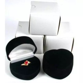 FindingKing 3 Heart Ring Gift Boxes Black Showcase Displays