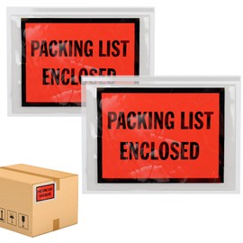 ABC Packing List Enclosed Pouches 7 x 5 Inch. 1000 Pack Clear, Red & Black 2 Mil Polyethylene Packing Slip Envelope Pouches. Self Seal Packing List Envelopes. Packing List Invoice Enclosed Envelopes