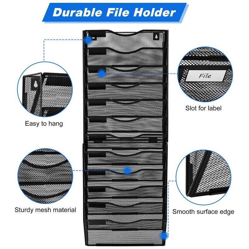 Solinxe Wall File Holder, 12 Pockets Hanging File Folder, Paper