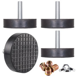 M8 - Pies niveladores de goma ajustables resistentes, base de 2 pulgadas de diámetro para mesa, silla, gabinete y sofá (1600 libras, paquete de 4, neg
