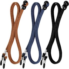 June tech 3 Pcs Unisex Glasses Straps- Universal Leather Eyeglass Chain Lanyard Non-Slip Glasses Straps Glasses Chain Adjustable Spectacle Neck Cord Glasses String Holder for Men and Women