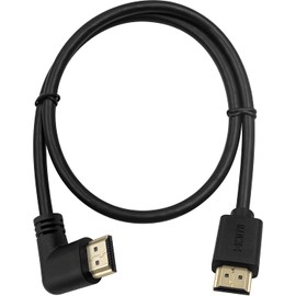 Maxhood HDMI 2.0 Male to Male Cable 90 Degree, 2 Feet / 60cm Gold Plated High Speed HDMI Male to Male Left Angle Cable 60Hz, 4K x 2K (M/M Left)