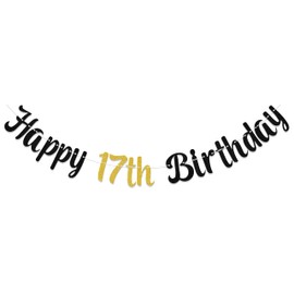Happy 19th Birthday Banner, 19th Birthday Party Decoration, Cheer 19 Years Old Party Decoration, Hello 19, 19 Years Old Birthday Anniversary Party Decor Supplies Black Glitter